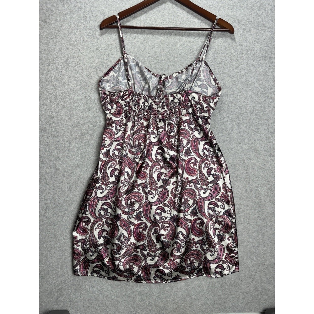 90s Y2K Silky‎ Satin Birch & Stone Women's Floral Mini Slip Dress Milkmaid Sz M - Picture 6 of 16